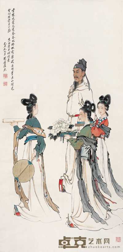 刘凌沧 1985年作 李白诗意图 立轴 137×67.5cm